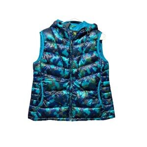 Koppen Down Filled Hoodie Puffer Vest Women's Size Medium Blue Gorpcore